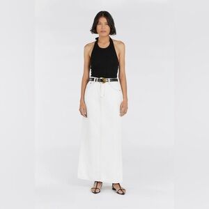 DISSH Off White Denim Midi Skirt